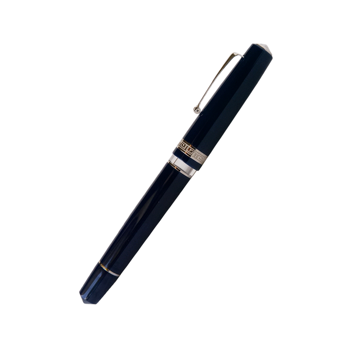 Armando Simoni Club ASC Bologna Portofino Bespoke 2024 fountain pen in navy blue with silver accents, showcasing its elegant design.