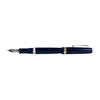 Armando Simoni Club ASC Bologna Portofino Bespoke 2024 fountain pen in navy blue with silver accents, displayed against a plain background.