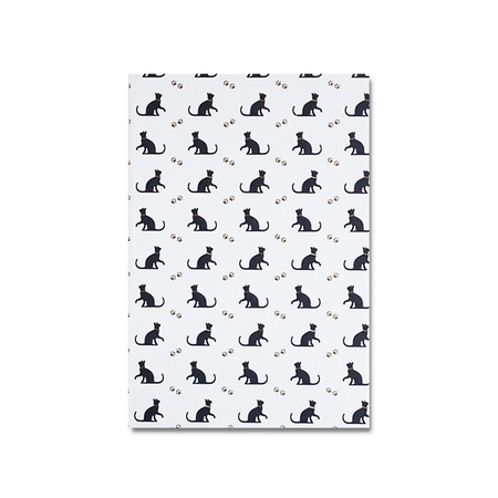 Black Rossi cat journal with a sleek cover, featuring a cute black cat illustration, ideal for writing notes and journaling.