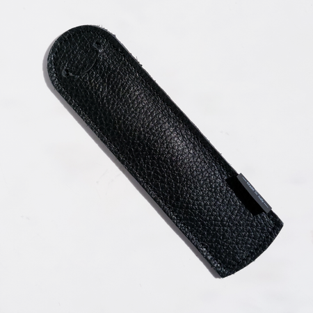 Black bookmark pen sleeve by San Lorenzo, designed to hold pens and bookmarks, with a sleek black fabric exterior.