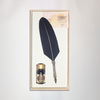 Bortoletti feather glass dipping pen set 83 with black ink, elegant calligraphy pen for artistic writing and drawing.