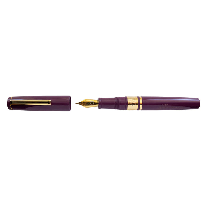 Esterbrook Model J purple fountain pen with open nib, part of the Blackberry collection, showcasing elegant design and craftsmanship.