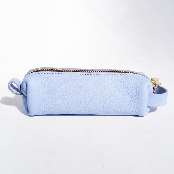 Blue San Lorenzo pen case with zipper closure, showing a sleek, compact design suitable for holding pens and small stationery items.