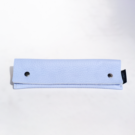 Blue San Lorenzo long pen case with zipper closure, designed to hold multiple pens and writing accessories.
