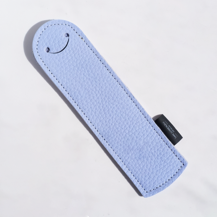 Blue bookmark pen sleeve by San Lorenzo, designed to hold small pens or writing accessories, with a sleek blue fabric cover.
