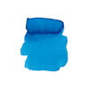 Blue Ringed Octopus fountain pen ink by Anderillium in a glass bottle with vibrant blue ink visible inside.