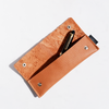 Long brown San Lorenzo pen case with a smooth leather finish, designed to hold multiple pens securely.