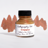 Copper metallic calligraphy ink bottle from Papier Plume, showcasing the shiny copper-colored ink in a clear glass container.