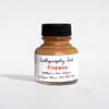 Copper metallic calligraphy ink in a Papier Plume bottled container with a smooth, shiny finish for elegant lettering.