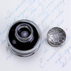 Bortoletti Marin inkwell with elegant ceramic design, featuring a rounded shape and decorative blue and white pattern.
