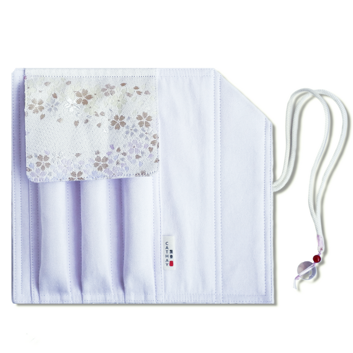 Cathay iridescent bloom pen case with a colorful, shimmering exterior and compact design for holding pens and stationery.