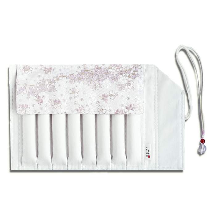 Cathay Snowlit Bloom pen case showing a floral design in pastel colors, made for storing pens and writing instruments.