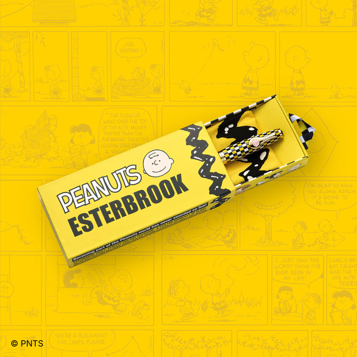 Esterbrook Charlie Brown Estie fountain pen featuring a Peanuts comic book-inspired design with Charlie Brown artwork.