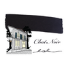 Swatch of Papier Plume Chat Noir fountain pen ink showing deep black color on white background.