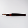 Cathay Cigar Tamenuri fountain pen with rich red-brown lacquer finish, featuring a sleek, elegant design and gold accents.