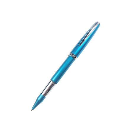 Cleo Skribent blue rollerball pen with sleek design, featuring a smooth ink flow and elegant styling.