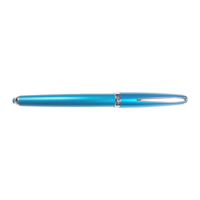 Blue Cleo Skribent rollerball pen with a sleek design, featuring a smooth ink flow and comfortable grip.