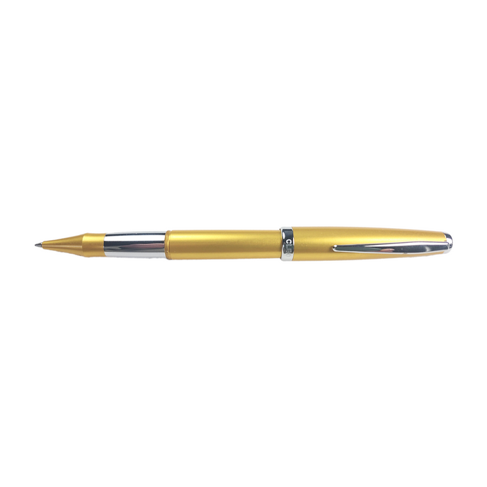 Cleo Skribent gold rollerball pen with sleek design, featuring a shiny gold finish and smooth writing tip.