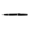 Cleo Skribent Classic Piston Fountain Pen in black with gold accents and a sleek design, displayed on a white background.