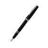 Cleo Skribent Classic Piston Fountain Pen with black ink barrel, metal clip, and smooth writing nib.