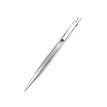 Cleo Skribent sterling silver ballpoint pen with smooth cylindrical design and polished finish.