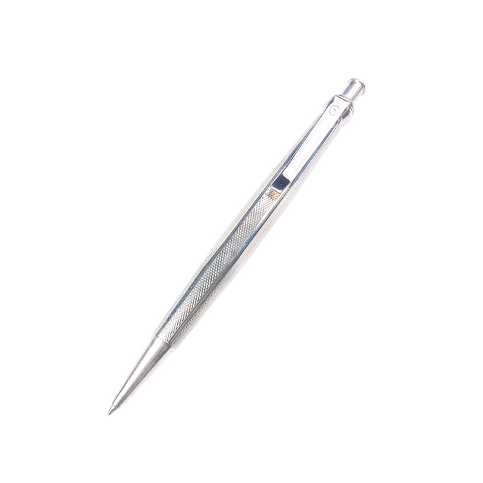 Cleo Skribent sterling silver ballpoint pen with smooth cylindrical design and polished finish.