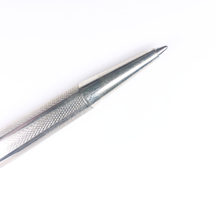 Cleo Skribent sterling silver ballpoint pen with smooth metallic finish and sleek design.
