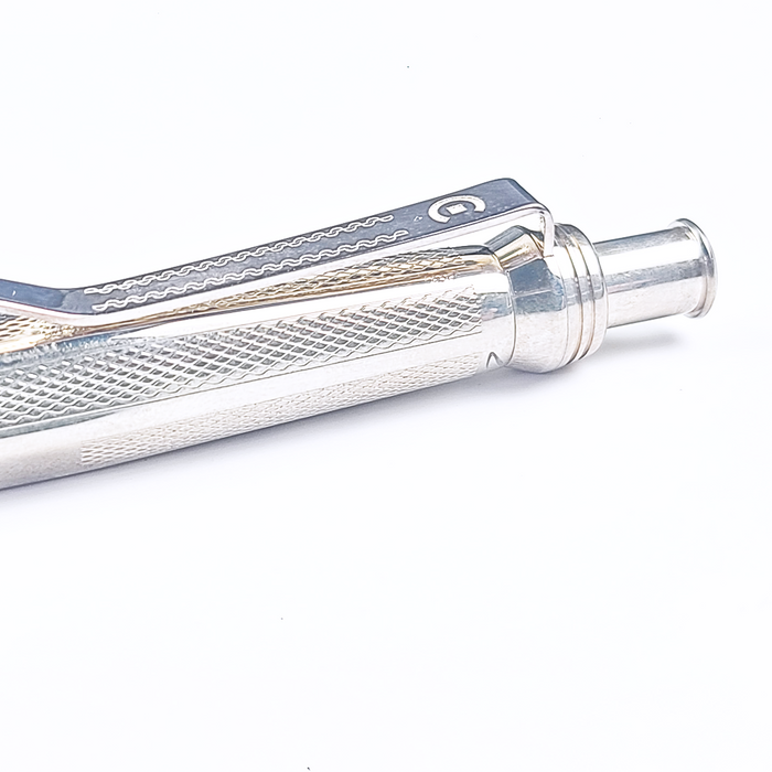 Cleo Skribent sterling silver ballpoint pen with sleek design and polished finish, featuring a smooth writing tip.