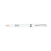 Cleo Skribent Classic Paladium fountain pen with white finish, piston filling mechanism, 14k gold nib, and elegant design.