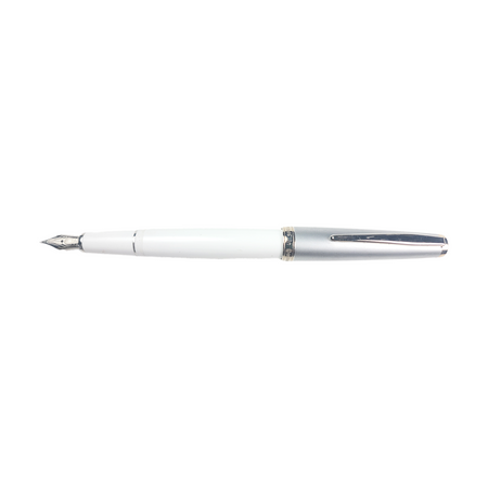 Cleo Skribent Classic Palladium fountain pen with white finish, cartridge or converter, elegant writing instrument.
