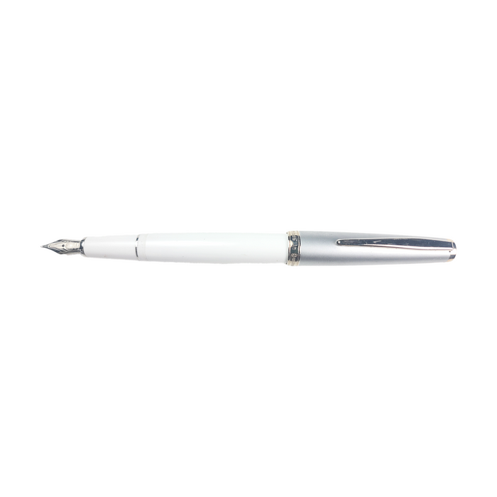 Cleo Skribent Classic Palladium fountain pen with white finish, cartridge or converter, elegant writing instrument.