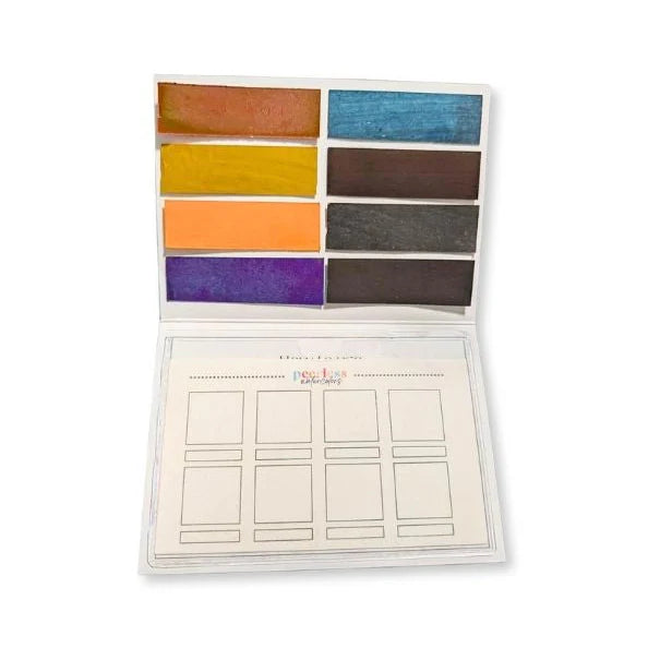 Peerless Watercolors portable palette with custom travel-sized watercolor pans and mixing area, ideal for on-the-go painting.