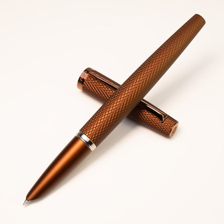 Diplomat Viper brown fountain pen with sleek design and gold accents, displayed on a white background.