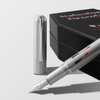 Nahvalur Dracula fountain pen with black and silver design, showcasing intricate details and a sleek, elegant appearance.