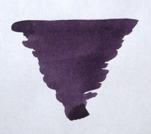 Diamine Damson fountain pen ink in a glass bottle, showcasing deep purple ink suitable for high-quality writing and calligraphy.