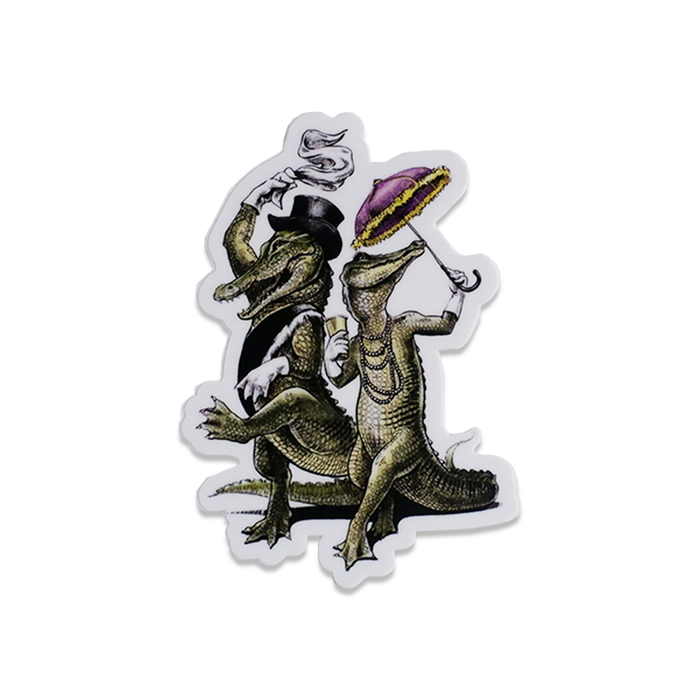 Dancing alligator sticker from Alexa Pulitzer's Second Line collection, featuring vibrant green alligator design.