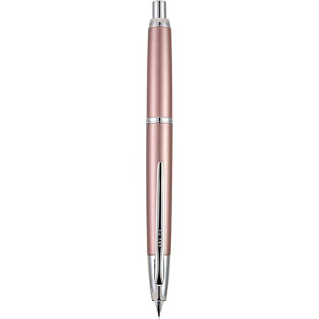 Pilot Vanishing Point Decimo champagne fountain pen with gold accents, displayed with the cap removed showcasing the nib.