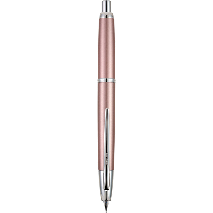 Pilot Vanishing Point Decimo champagne fountain pen with gold accents, displayed with the cap removed showcasing the nib.