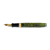 Wahl-Eversharp Decoband green ebonite chased fountain pen with gold trim, showcasing elegant craftsmanship and detailed design.