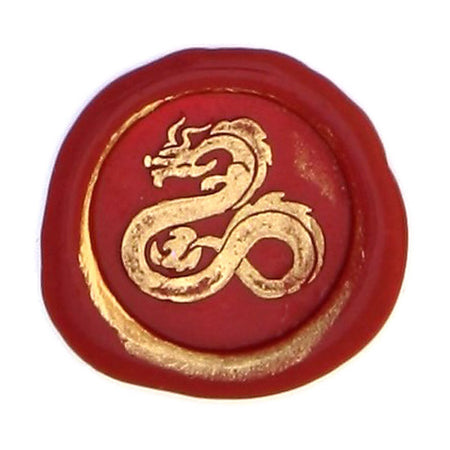 Bortoletti Symbol wax seal featuring a detailed dragon design on a wax seal stamp.
