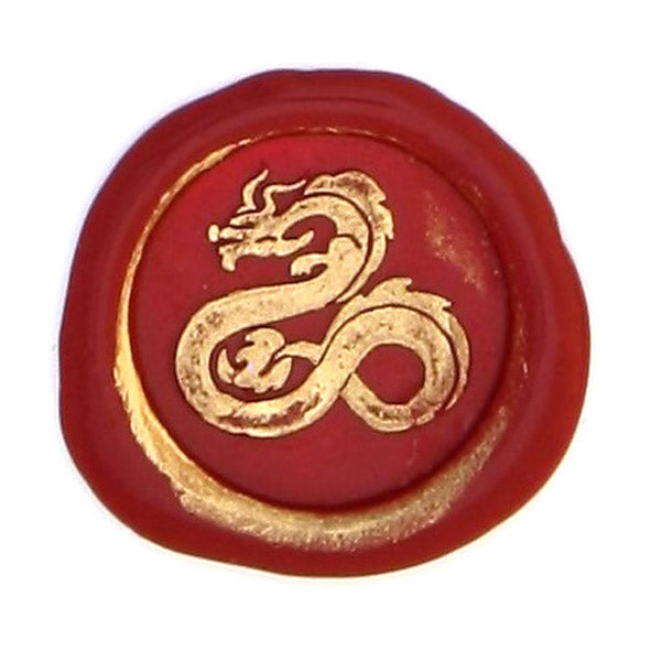 Bortoletti Symbol wax seal featuring a detailed dragon design on a wax seal stamp.