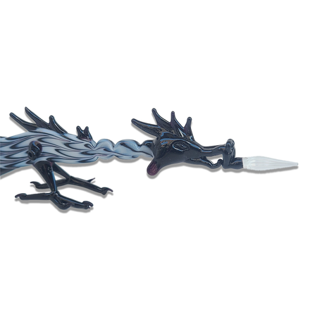 White glass dragon-shaped dipping pen by No Solo Vetro, featuring a detailed dragon design for artistic writing and glasswork.