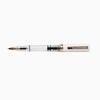Twsbi Eco white fountain pen with rose gold accents, showcasing sleek design and smooth ink flow.