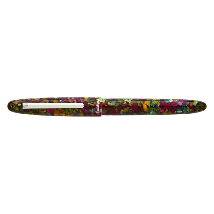 Closed Esterbrook Estie fountain pen with silver fittings, showcasing its sleek design and elegant craftsmanship.
