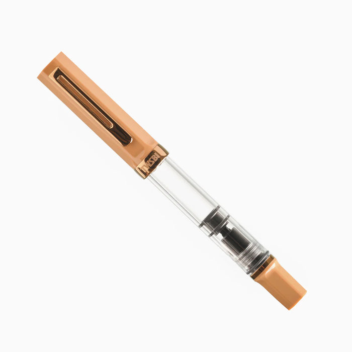 Twsbi Eco Caffè Bronze fountain pen with a sleek bronze finish and smooth grip, showcasing its elegant design and craftsmanship.