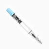 Twsbi Eco Sky Blue fountain pen with a sleek blue barrel and silver accents on a white background.