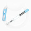 Twsbi Eco Sky Blue fountain pen with smooth blue barrel and silver accents, displayed on a white background.