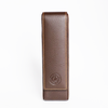 Eng Leather Co. 2 Pen Hard Case in brown leather with a sturdy exterior and secure closure for storing pens.