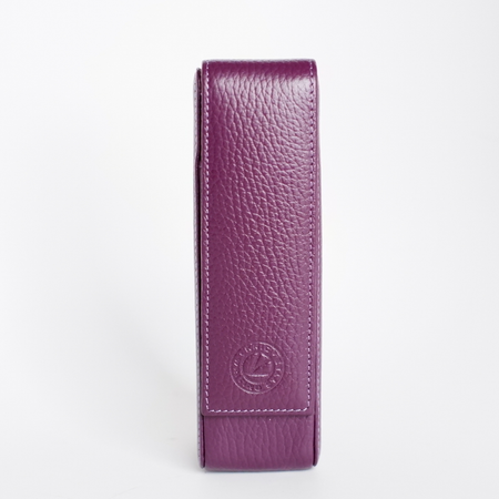 Eng Leather Co. 2 Pen Hard Case in aubergine, showcasing a durable leather exterior and compact design for pen storage.