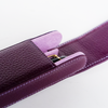 Eng Leather Co. 2 Pen Hard Case in aubergine with a textured leather exterior and secure snap closure.